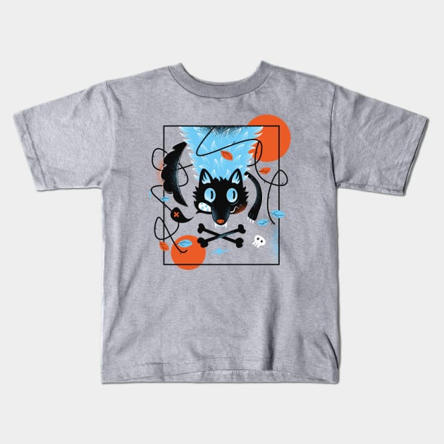 Graffiti Style Black Cat Puzzle Kids T-Shirt by NJORDUR